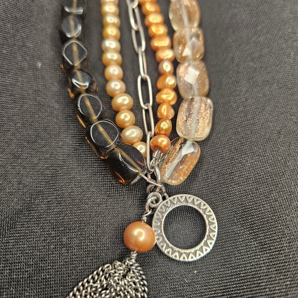 Boho Layered Silpada Smoky Quartz Brown‎ Bracelet Wedding Work - Picture 4 of 7